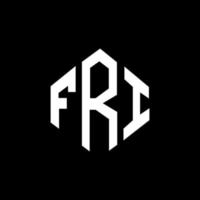 FRI letter logo design with polygon shape. FRI polygon and cube shape logo design. FRI hexagon vector logo template white and black colors. FRI monogram, business and real estate logo.