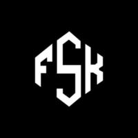 FSK letter logo design with polygon shape. FSK polygon and cube shape logo design. FSK hexagon vector logo template white and black colors. FSK monogram, business and real estate logo.