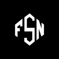 FSN letter logo design with polygon shape. FSN polygon and cube shape logo design. FSN hexagon vector logo template white and black colors. FSN monogram, business and real estate logo.