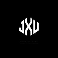 JXU letter logo design with polygon shape. JXU polygon and cube shape logo design. JXU hexagon vector logo template white and black colors. JXU monogram, business and real estate logo.