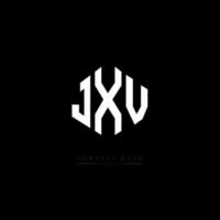 JXV letter logo design with polygon shape. JXV polygon and cube shape logo design. JXV hexagon vector logo template white and black colors. JXV monogram, business and real estate logo.