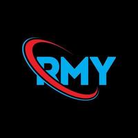 logotipo de rmy. mi carta. diseño del logotipo de la letra rmy. logotipo de iniciales rmy vinculado con círculo y logotipo de monograma en mayúsculas. tipografía rmy para tecnología, negocios y marca inmobiliaria. vector