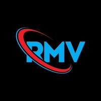 RMV logo. RMV letter. RMV letter logo design. Initials RMV logo linked with circle and uppercase monogram logo. RMV typography for technology, business and real estate brand. vector