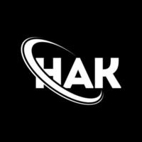 logotipo de jak. hak carta. diseño del logotipo de la letra hak. logotipo de las iniciales hak vinculado con un círculo y un logotipo de monograma en mayúsculas. tipografía hak para tecnología, negocios y marca inmobiliaria. vector