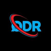 QDR logo. QDR letter. QDR letter logo design. Initials QDR logo linked with circle and uppercase monogram logo. QDR typography for technology, business and real estate brand. vector