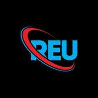 REU logo. REU letter. REU letter logo design. Initials REU logo linked with circle and uppercase monogram logo. REU typography for technology, business and real estate brand. vector