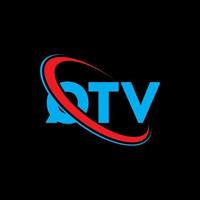 logotipo qtv carta qtv. diseño del logotipo de la letra qtv. logotipo qtv de iniciales vinculado con círculo y logotipo de monograma en mayúsculas. tipografía qtv para tecnología, negocios y marca inmobiliaria. vector