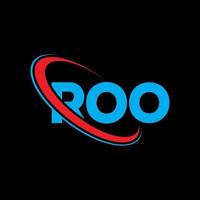 logotipo de roo. letra roo. diseño del logotipo de la letra roo. logotipo de iniciales roo vinculado con círculo y logotipo de monograma en mayúsculas. tipografía roo para tecnología, negocios y marca inmobiliaria. vector