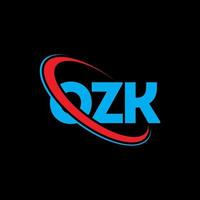 OZK logo. OZK letter. OZK letter logo design. Initials OZK logo linked with circle and uppercase monogram logo. OZK typography for technology, business and real estate brand. vector