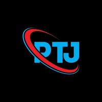 PTJ logo. PTJ letter. PTJ letter logo design. Initials PTJ logo linked with circle and uppercase monogram logo. PTJ typography for technology, business and real estate brand. vector