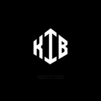 KIB letter logo design with polygon shape. KIB polygon and cube shape logo design. KIB hexagon vector logo template white and black colors. KIB monogram, business and real estate logo.