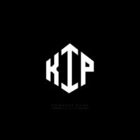 KIP letter logo design with polygon shape. KIP polygon and cube shape logo design. KIP hexagon vector logo template white and black colors. KIP monogram, business and real estate logo.