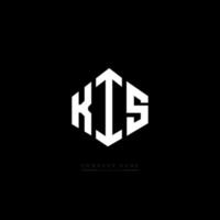 KIS letter logo design with polygon shape. KIS polygon and cube shape logo design. KIS hexagon vector logo template white and black colors. KIS monogram, business and real estate logo.