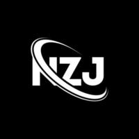 NZJ logo. NZJ letter. NZJ letter logo design. Initials NZJ logo linked with circle and uppercase monogram logo. NZJ typography for technology, business and real estate brand. vector