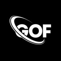 logotipo de golf. carta gof. diseño del logotipo de la letra gof. logotipo de iniciales gof vinculado con círculo y logotipo de monograma en mayúsculas. tipografía gof para tecnología, negocios y marca inmobiliaria. vector