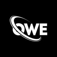 OWE logo. OWE letter. OWE letter logo design. Initials OWE logo linked with circle and uppercase monogram logo. OWE typography for technology, business and real estate brand. vector