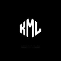 KML letter logo design with polygon shape. KML polygon and cube shape logo design. KML hexagon vector logo template white and black colors. KML monogram, business and real estate logo.