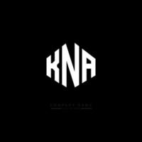 KNA letter logo design with polygon shape. KNA polygon and cube shape logo design. KNA hexagon vector logo template white and black colors. KNA monogram, business and real estate logo.