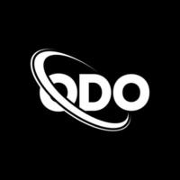 logotipo de odó. letra odó. diseño del logotipo de la letra odo. logotipo de odo de iniciales vinculado con círculo y logotipo de monograma en mayúsculas. tipografía odo para tecnología, negocios y marca inmobiliaria. vector