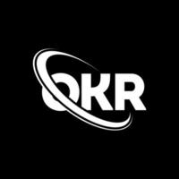 logotipo de OKR. carta okr. diseño del logotipo de la letra okr. logotipo de las iniciales okr vinculado con un círculo y un logotipo de monograma en mayúsculas. tipografía okr para tecnología, negocios y marca inmobiliaria. vector