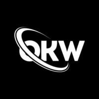 logotipo de ok. ok carta. diseño de logotipo de letra okw. logotipo de las iniciales okw vinculado con el círculo y el logotipo del monograma en mayúsculas. tipografía okw para tecnología, negocios y marca inmobiliaria. vector