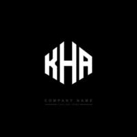 KHA letter logo design with polygon shape. KHA polygon and cube shape logo design. KHA hexagon vector logo template white and black colors. KHA monogram, business and real estate logo.