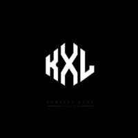 KXL letter logo design with polygon shape. KXL polygon and cube shape logo design. KXL hexagon vector logo template white and black colors. KXL monogram, business and real estate logo.