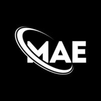 logotipo de mae. ma carta. diseño del logotipo de la letra mae. logotipo de las iniciales mae vinculado con el círculo y el logotipo del monograma en mayúsculas. tipografía mae para tecnología, negocios y marca inmobiliaria. vector