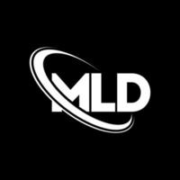 logotipo de mld. letra mld. diseño de logotipo de letra mld. logotipo de mld de iniciales vinculado con círculo y logotipo de monograma en mayúsculas. tipografía mld para tecnología, negocios y marca inmobiliaria. vector