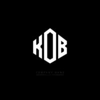 KOB letter logo design with polygon shape. KOB polygon and cube shape logo design. KOB hexagon vector logo template white and black colors. KOB monogram, business and real estate logo.