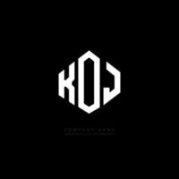 KOJ letter logo design with polygon shape. KOJ polygon and cube shape logo design. KOJ hexagon vector logo template white and black colors. KOJ monogram, business and real estate logo.