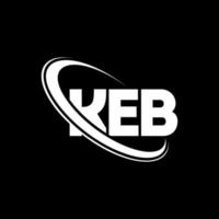 logotipo de kebab. carta de keb. diseño del logotipo de la letra keb. logotipo de keb de iniciales vinculado con círculo y logotipo de monograma en mayúsculas. tipografía keb para tecnología, negocios y marca inmobiliaria. vector