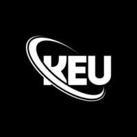 KEU logo. KEU letter. KEU letter logo design. Initials KEU logo linked with circle and uppercase monogram logo. KEU typography for technology, business and real estate brand. vector