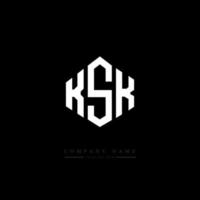 KSK letter logo design with polygon shape. KSK polygon and cube shape logo design. KSK hexagon vector logo template white and black colors. KSK monogram, business and real estate logo.