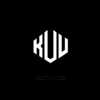 KUU letter logo design with polygon shape. KUU polygon and cube shape logo design. KUU hexagon vector logo template white and black colors. KUU monogram, business and real estate logo.