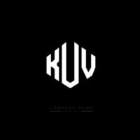 KUV letter logo design with polygon shape. KUV polygon and cube shape logo design. KUV hexagon vector logo template white and black colors. KUV monogram, business and real estate logo.
