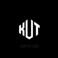 KUT letter logo design with polygon shape. KUT polygon and cube shape logo design. KUT hexagon vector logo template white and black colors. KUT monogram, business and real estate logo.