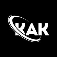 logotipo de kak. letra kak. diseño del logotipo de la letra kak. logotipo de kak de iniciales vinculado con círculo y logotipo de monograma en mayúsculas. tipografía kak para tecnología, negocios y marca inmobiliaria. vector