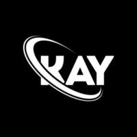 logotipo de Kay. carta kay. diseño del logotipo de la letra kay. Logotipo de las iniciales kay vinculado con un círculo y un logotipo de monograma en mayúsculas. tipografía kay para tecnología, negocios y marca inmobiliaria. vector