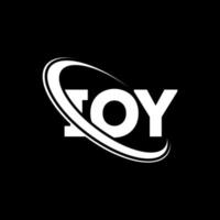 logotipo de ioy. carta de júbilo. diseño del logotipo de la letra ioy. logotipo de iniciales ioy vinculado con círculo y logotipo de monograma en mayúsculas. tipografía ioy para tecnología, negocios y marca inmobiliaria. vector