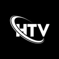 logotipo de televisión de alta definición. carta htv. diseño del logotipo de la letra htv. logotipo de iniciales htv vinculado con círculo y logotipo de monograma en mayúsculas. tipografía htv para tecnología, negocios y marca inmobiliaria. vector