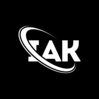 logotipo de iak. letra iak. diseño del logotipo de la letra iak. logotipo de iniciales iak vinculado con círculo y logotipo de monograma en mayúsculas. Tipografía iak para tecnología, negocios y marca inmobiliaria. vector