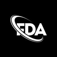 logotipo de la FDA. carta de la fda. diseño del logotipo de la carta fda. logotipo de las iniciales de la fda vinculado con un círculo y un logotipo de monograma en mayúsculas. tipografía fda para tecnología, negocios y marca inmobiliaria. vector