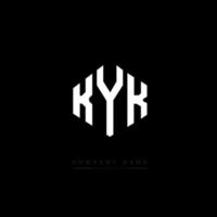 KYK letter logo design with polygon shape. KYK polygon and cube shape logo design. KYK hexagon vector logo template white and black colors. KYK monogram, business and real estate logo.