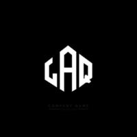 LAQ letter logo design with polygon shape. LAQ polygon and cube shape logo design. LAQ hexagon vector logo template white and black colors. LAQ monogram, business and real estate logo.