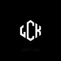 LCK letter logo design with polygon shape. LCK polygon and cube shape logo design. LCK hexagon vector logo template white and black colors. LCK monogram, business and real estate logo.