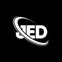 logotipo de j. carta jd. diseño del logotipo de la letra jed. logotipo de jed iniciales vinculado con círculo y logotipo de monograma en mayúsculas. tipografía jed para tecnología, negocios y marca inmobiliaria. vector