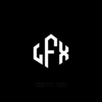 LFX letter logo design with polygon shape. LFX polygon and cube shape logo design. LFX hexagon vector logo template white and black colors. LFX monogram, business and real estate logo.