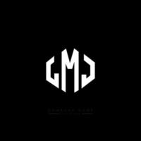 LMJ letter logo design with polygon shape. LMJ polygon and cube shape logo design. LMJ hexagon vector logo template white and black colors. LMJ monogram, business and real estate logo.