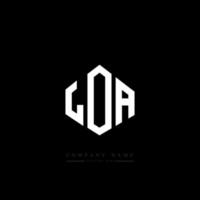 LOA letter logo design with polygon shape. LOA polygon and cube shape logo design. LOA hexagon vector logo template white and black colors. LOA monogram, business and real estate logo.